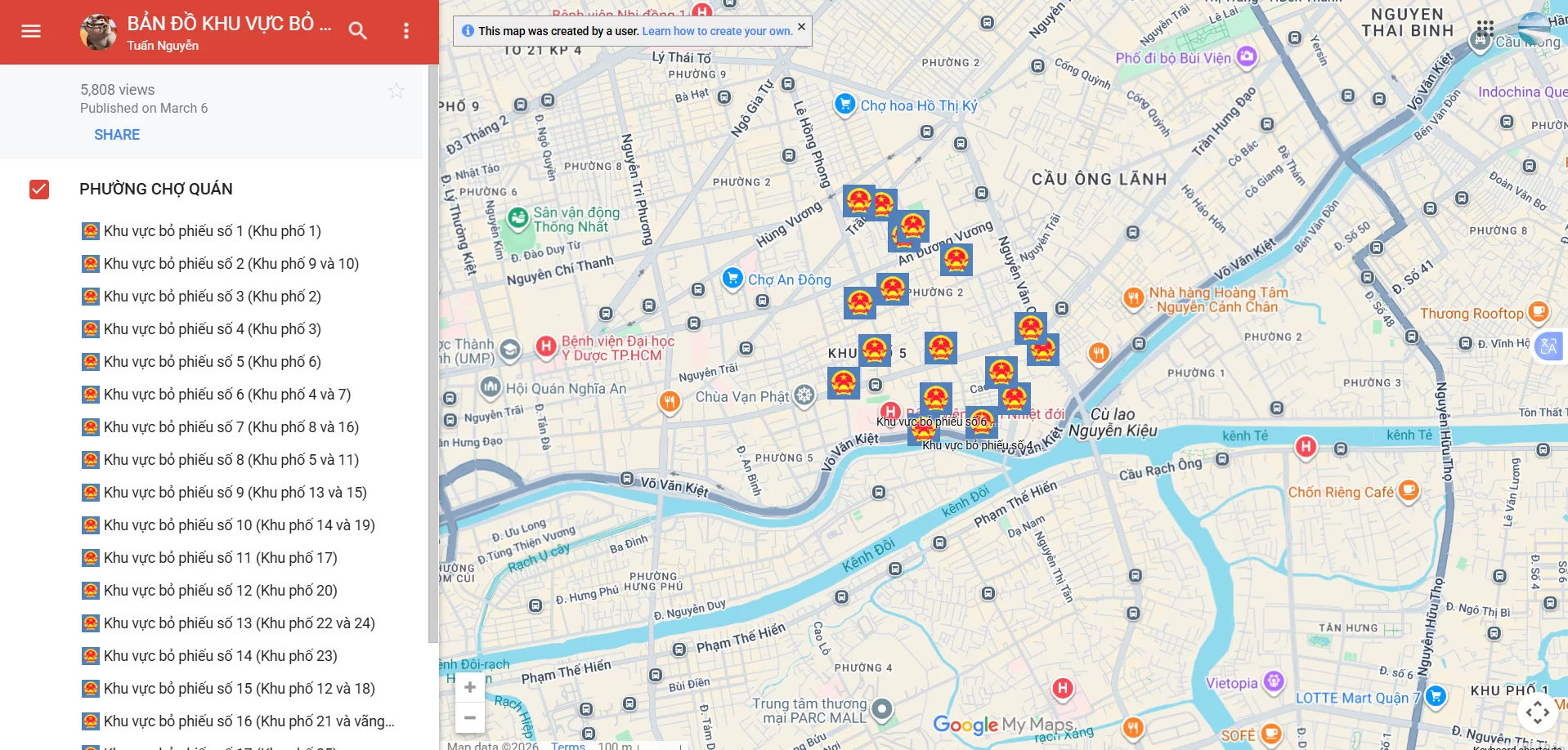 PHƯỜNG CHỢ QUÁN CÔNG BỐ BẢN ĐỒ CÁC KHU VỰC BỎ PHIẾU PHỤC VỤ BẦU CỬ