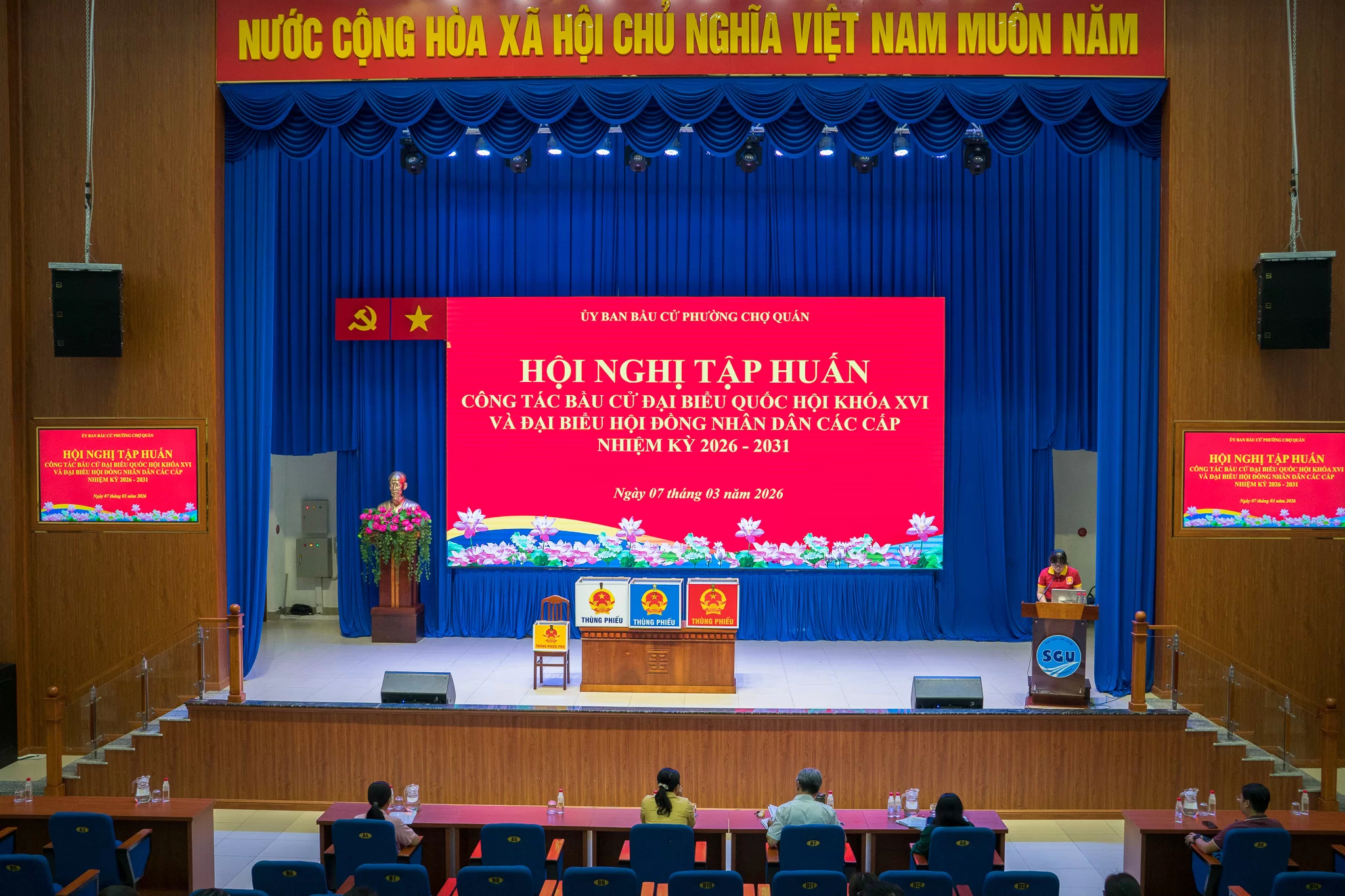 TỔ CHỨC HỘI NGHỊ TẬP HUẤN NGHIỆP VỤ CÔNG TÁC BẦU CỬ ĐẠI BIỂU QUỐC HỘI KHÓA XVI VÀ HĐND CÁC CẤP NHIỆM KỲ 2026 – 2031 | PHƯỜNG CHỢ QUÁN